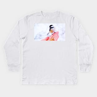 Hand Feeding a Chickadee Kids Long Sleeve T-Shirt